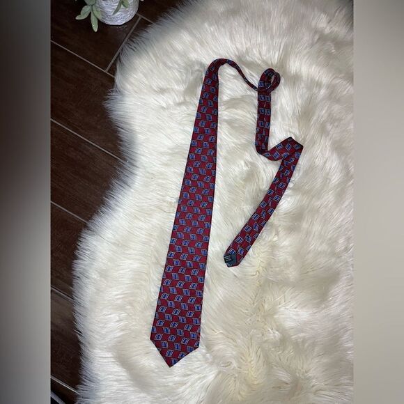 Bert Pulitzer Signature Collection Vintage import Silk burgundy & navy blue tie - Picture 1 of 3
